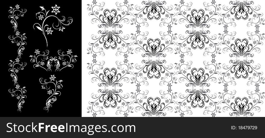 Decorative retro background and elements for design. Illustration. Decorative retro background and elements for design. Illustration