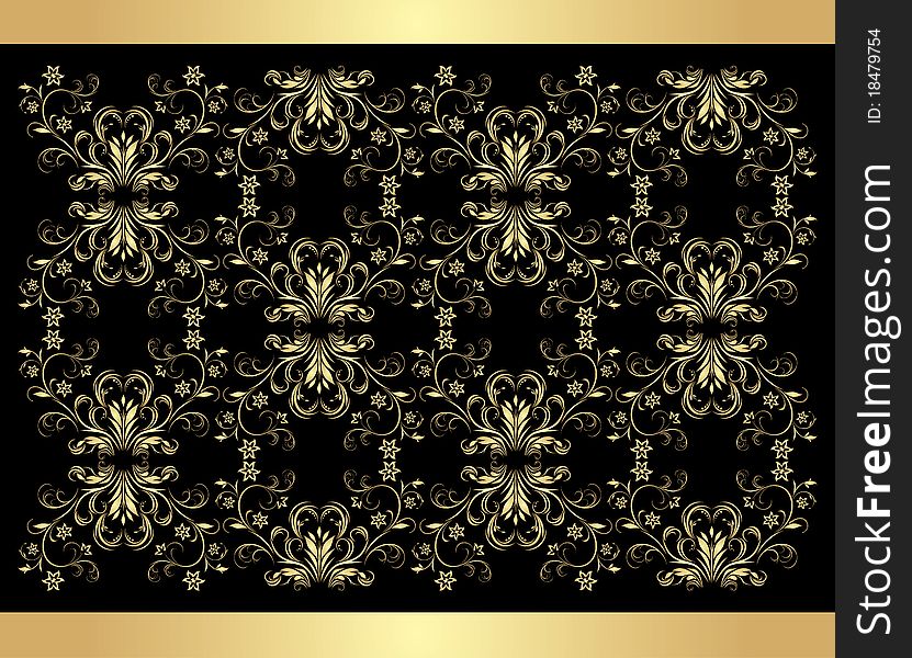 Retro Background. Golden Isolated On The Black