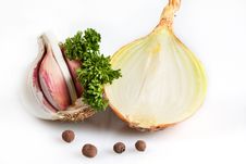 Onion, Garlic And Pepper Stock Photography Onion, Garlic And Pepper Stock Photography