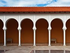 Pattern Of Covered Arcade In Spanish Style. Stock Images