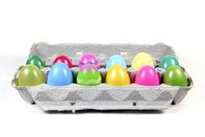 Plastic Easter Eggs In Carton Royalty Free Stock Photography Plastic Easter Eggs In Carton Royalty Free Stock Photography