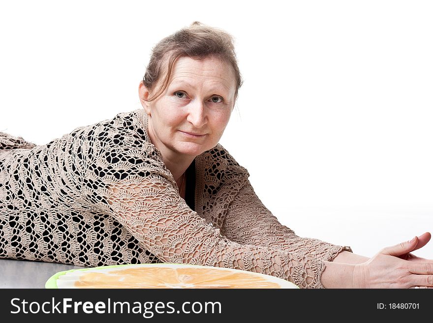 Portrait of an elderly woman isolated on white