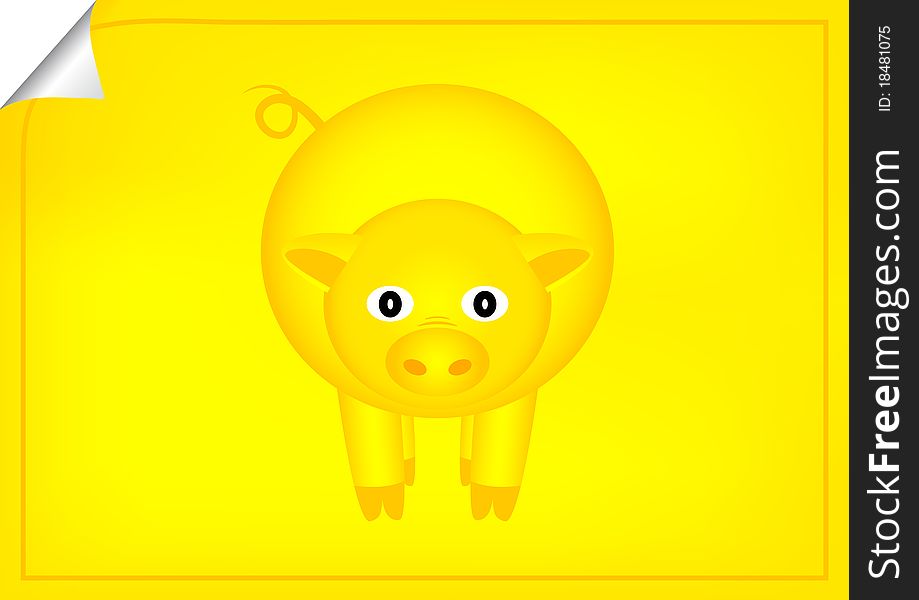 Gold pig on a golden background. Gold pig on a golden background