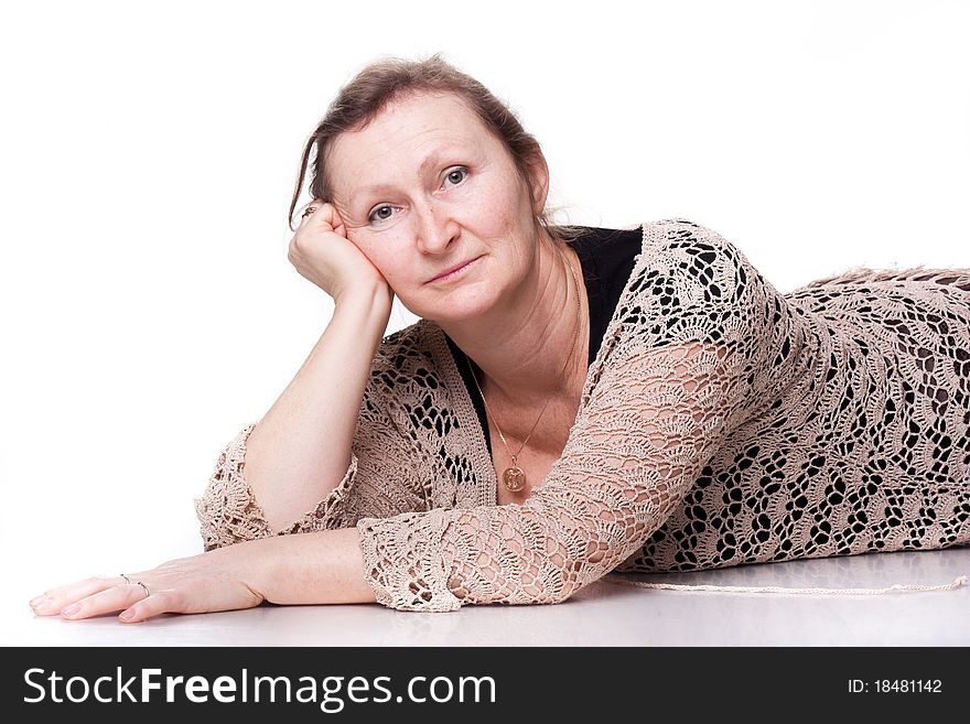 Portrait of an elderly woman isolated on white