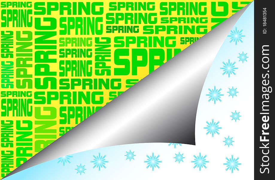 Winter sticker on a spring background. Winter sticker on a spring background