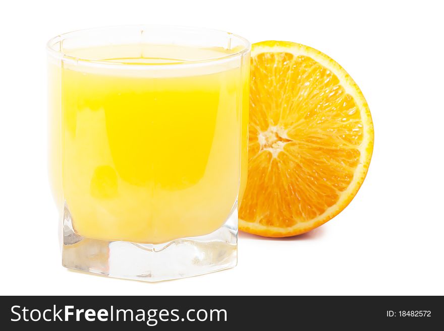 Orange and orange juice in glass