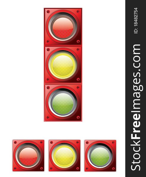 An illustration of traffic lights - red yellow green