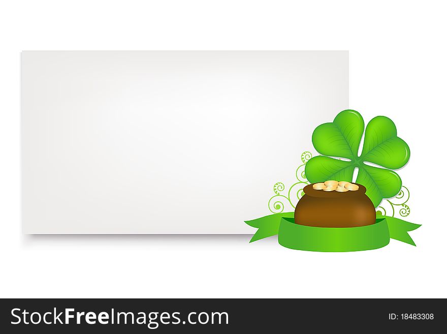 Blank Gift Tag On Theme St.Patrick's Day, Isolated On White Background, Vector Illustration