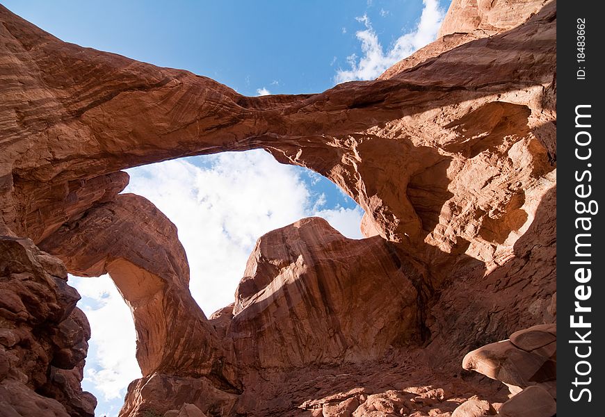 Strange rock formations at Arches National Park, USA