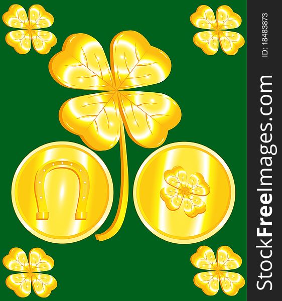 St. Patricks Day Clover and Gold Vector