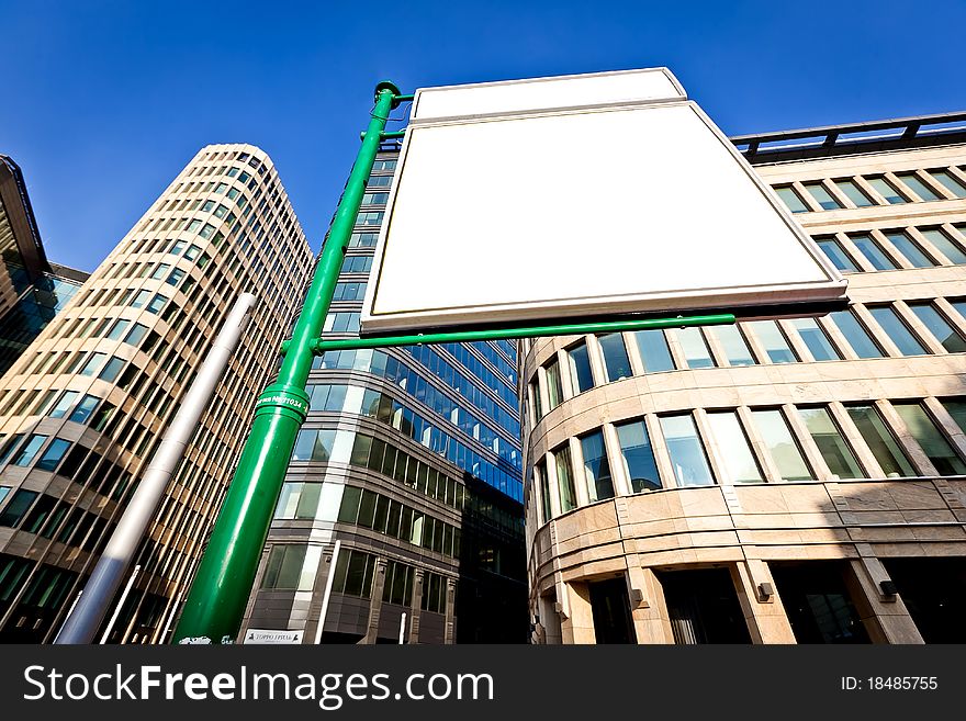 Big blank advertising construction on a urban new buildings