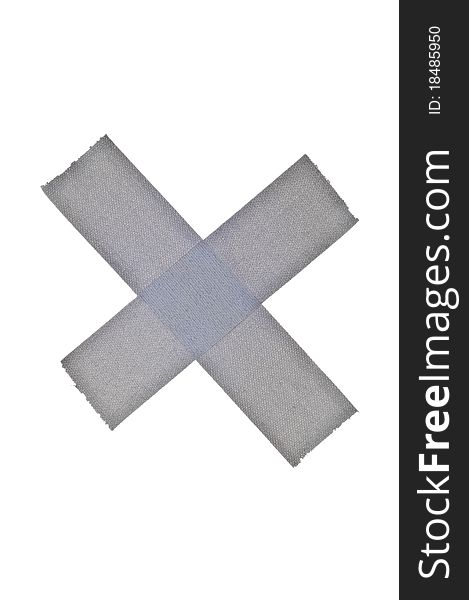 X Symbol in Duct or Gaffers Tape Isolated on White with a Clipping Path.