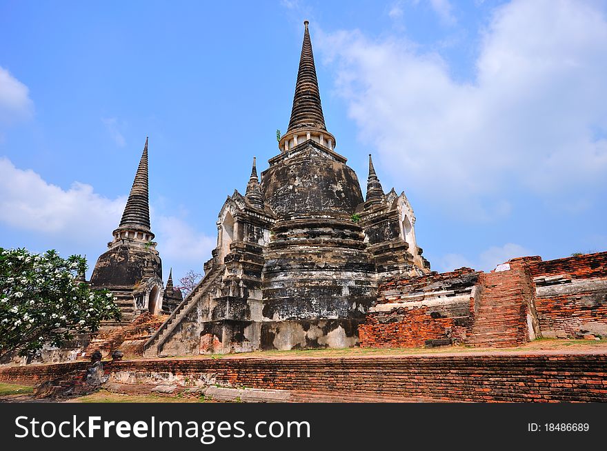 Ancient Temple Of Ayutthaya, Thailand.