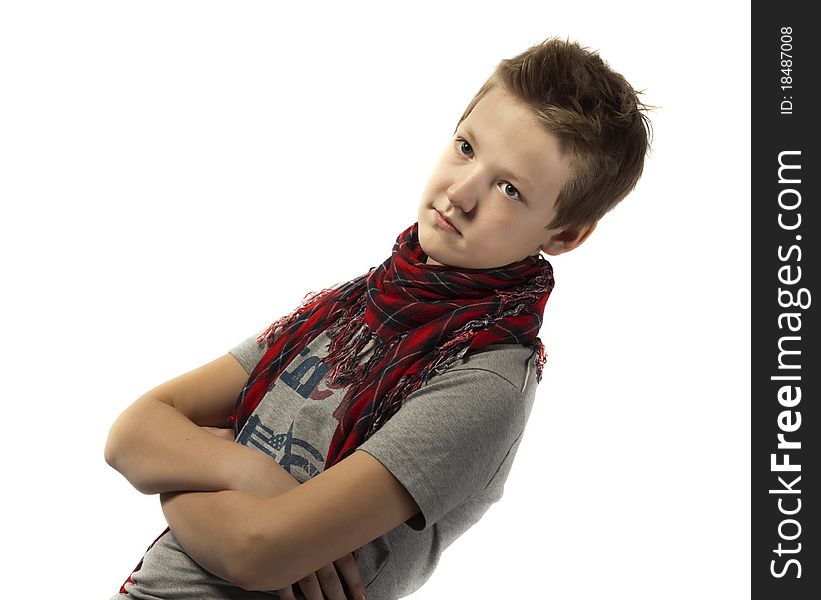 Portrait of a teenager on a white background isolated
