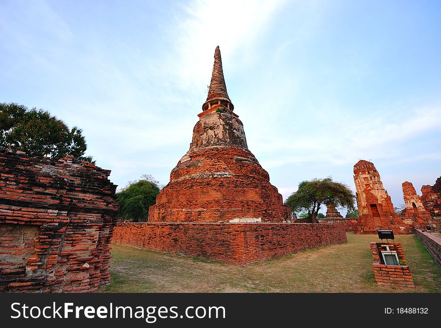 Ancient Temple Of Ayutthaya, Thailand.