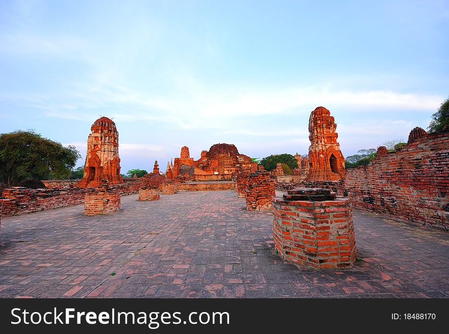 Ancient temple of Ayutthaya, Wat Mahathat, Thailand. Ancient temple of Ayutthaya, Wat Mahathat, Thailand.