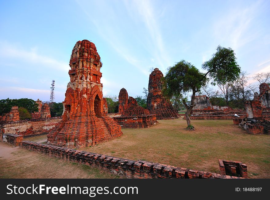 Ancient temple of Ayutthaya, Wat Mahathat, Thailand. Ancient temple of Ayutthaya, Wat Mahathat, Thailand.