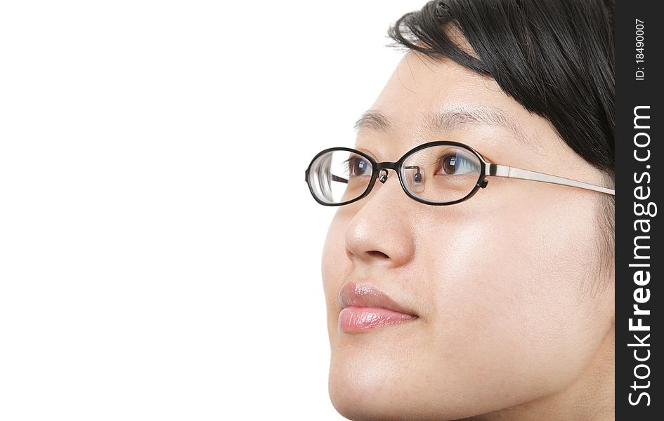 Woman with eye glasses isolated on white background. Woman with eye glasses isolated on white background