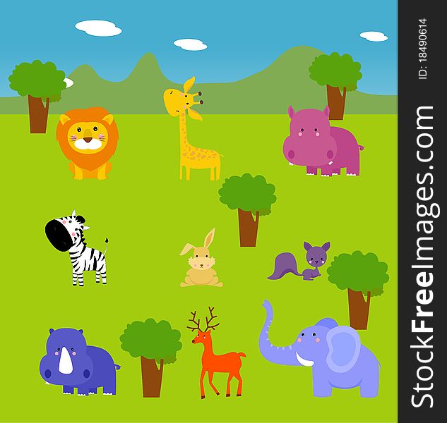 Illustrated of group of cute animal