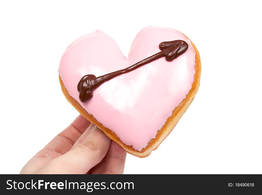 Heart Shaped Donut Isolated On A White Background