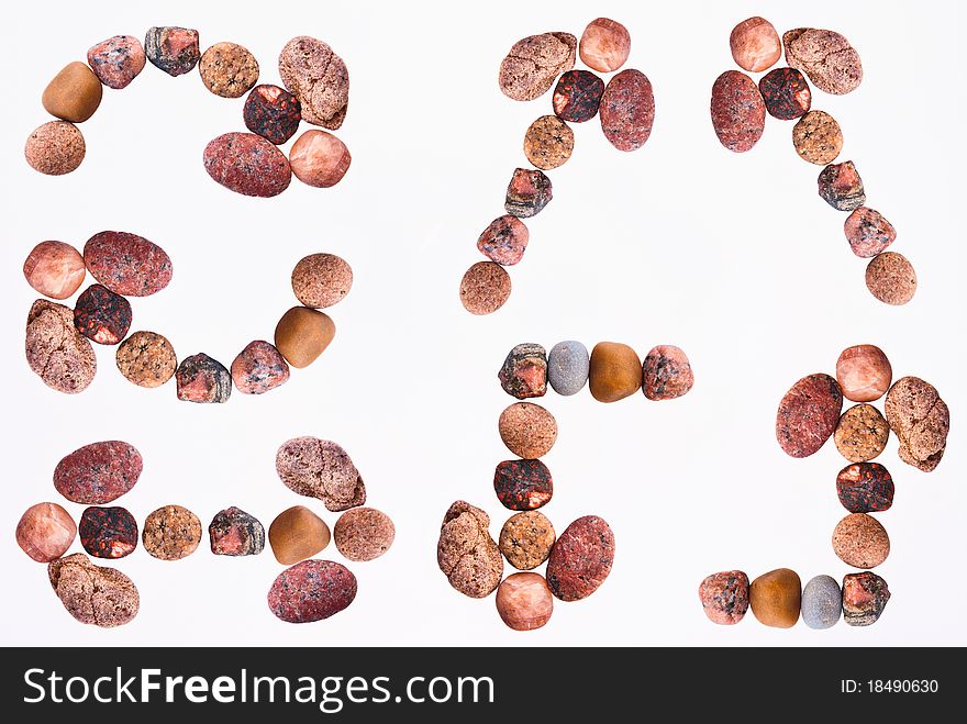 Set of arrows made form pebbles on white background. Set of arrows made form pebbles on white background.