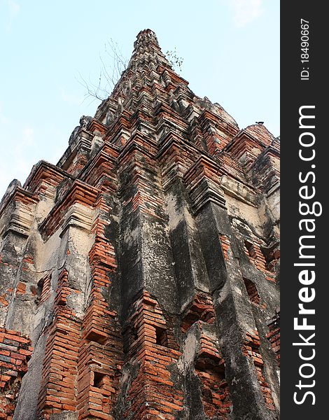 Old temples in Ayuttaya in Thailand