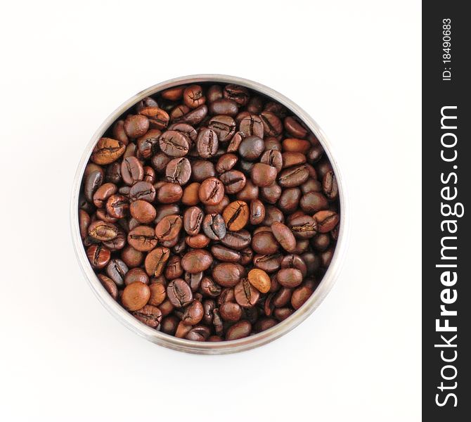 Coffee Beans In Round Metallic Plate