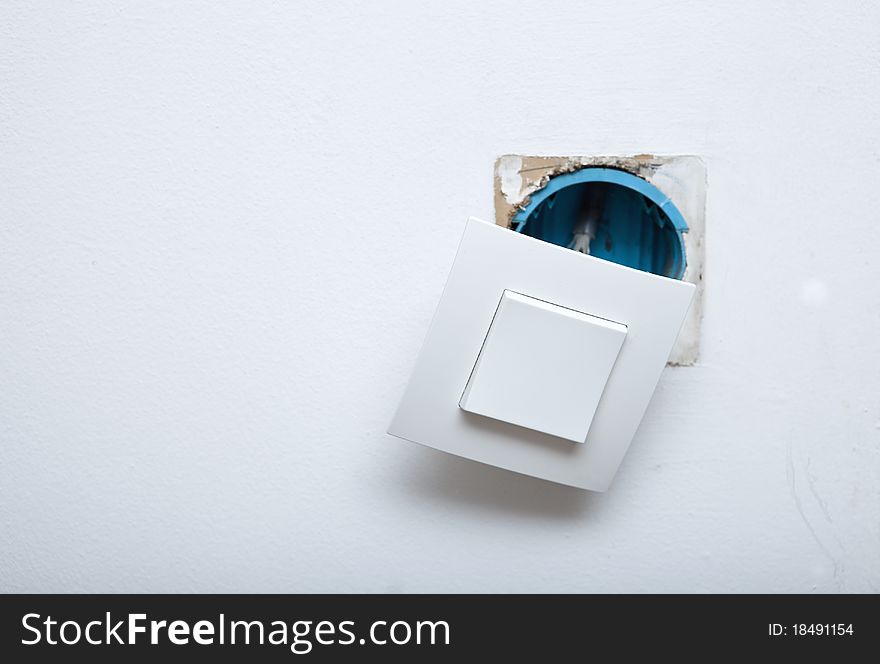 Electric switch and wires on white background. Electric switch and wires on white background