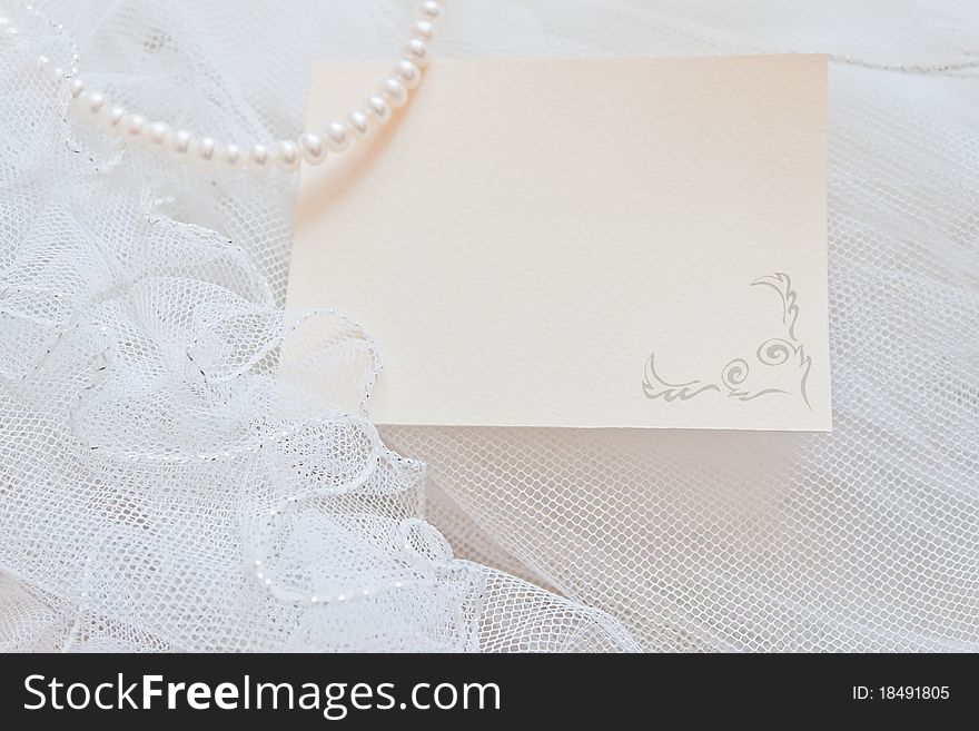 Wedding card with white decoration accessories