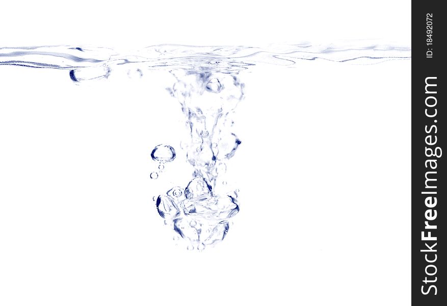 Water bubbles over white background