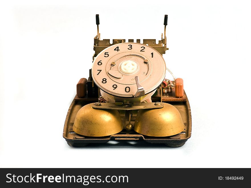 Vintage telephone, naked (ie cover removed!). Vintage telephone, naked (ie cover removed!)