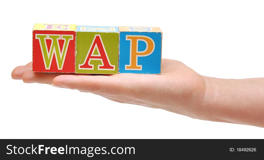 Abbreviations WAP, from color blocks on women hand