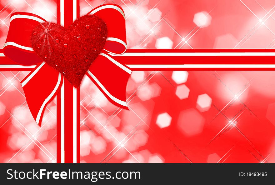 Holiday background with heart and bow