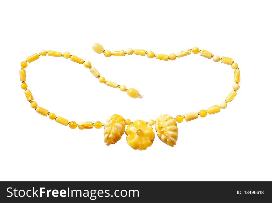 Amber necklace luxury isolated on white background