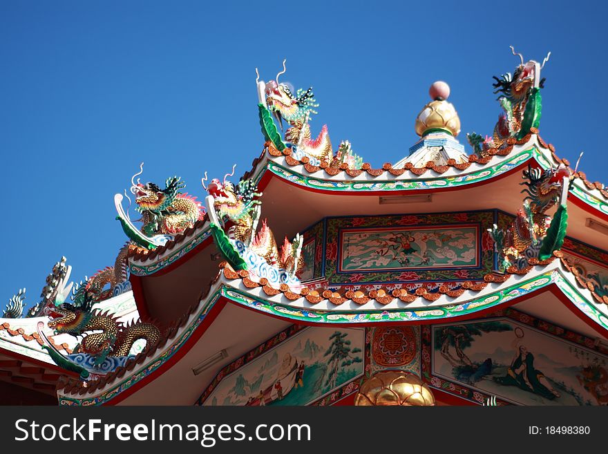 Roof decorations of Chinese Temple