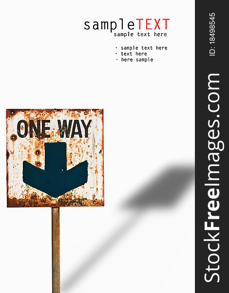 One way sign isolated on white background