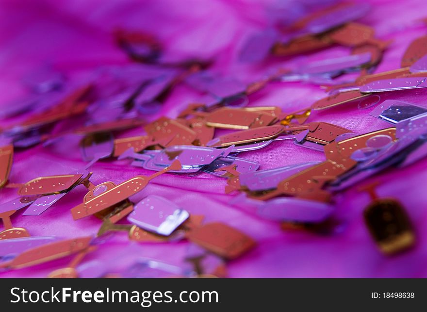 Close up of New Years confetti on table