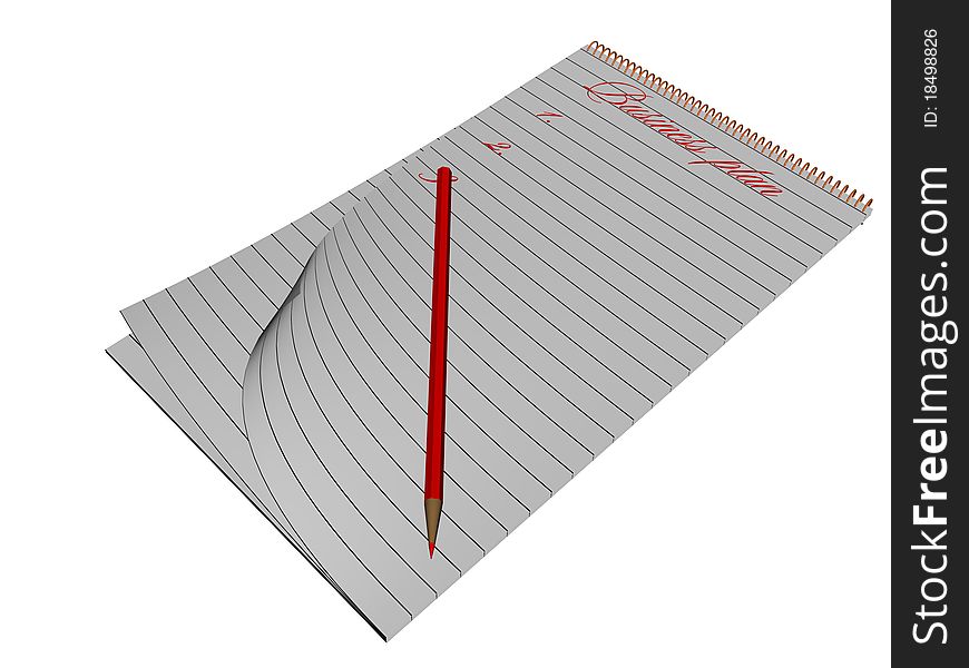 Notebook with pen as blank paper leaf