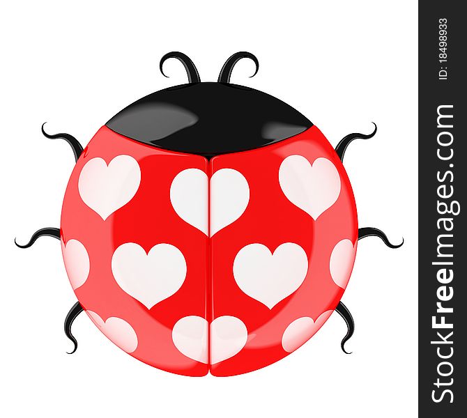 Cute lady bug. Valentine's gift symbol. Isolated on white.