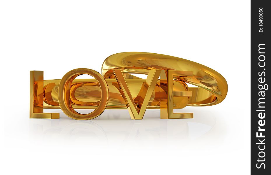 Love rings for happy couple concept. Isolated on white.