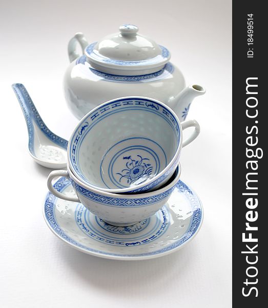 Image of some chinese porcelain - the rice is showing through the porcelain. Image of some chinese porcelain - the rice is showing through the porcelain
