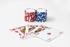 Royal Flush 7 Chips Poker Game Stock Photography