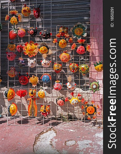 Mexican Masks at Isla Mujeres Street Shop