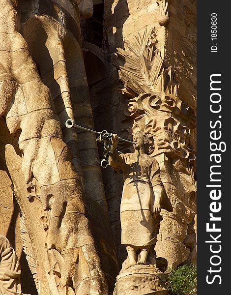 Detail of an trompetist at la Sagrada Familia at the city of Barcelona, Catalunya, Spain, Europe. Detail of an trompetist at la Sagrada Familia at the city of Barcelona, Catalunya, Spain, Europe