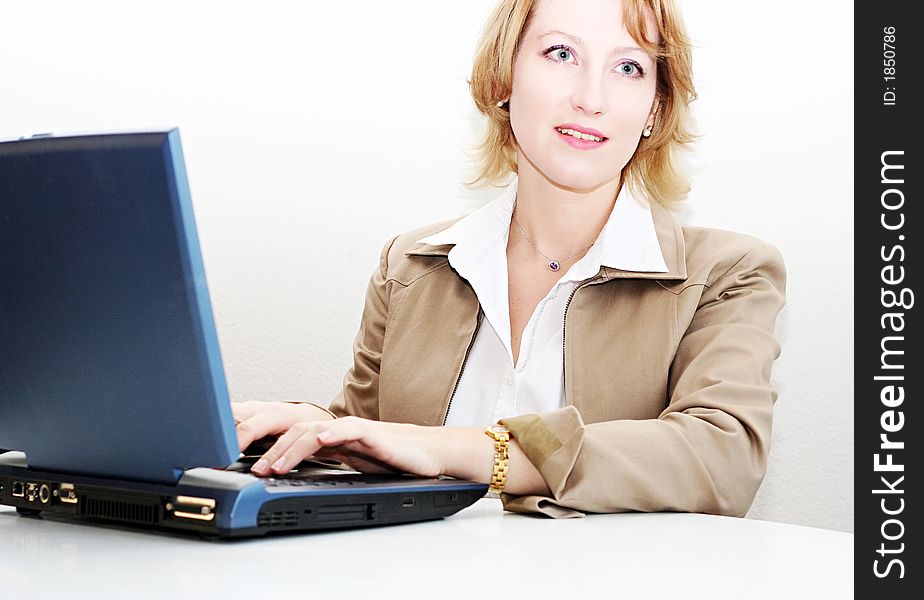 Woman working on a laptop