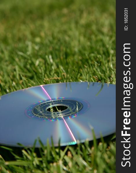 Silver DVD On Green Grass