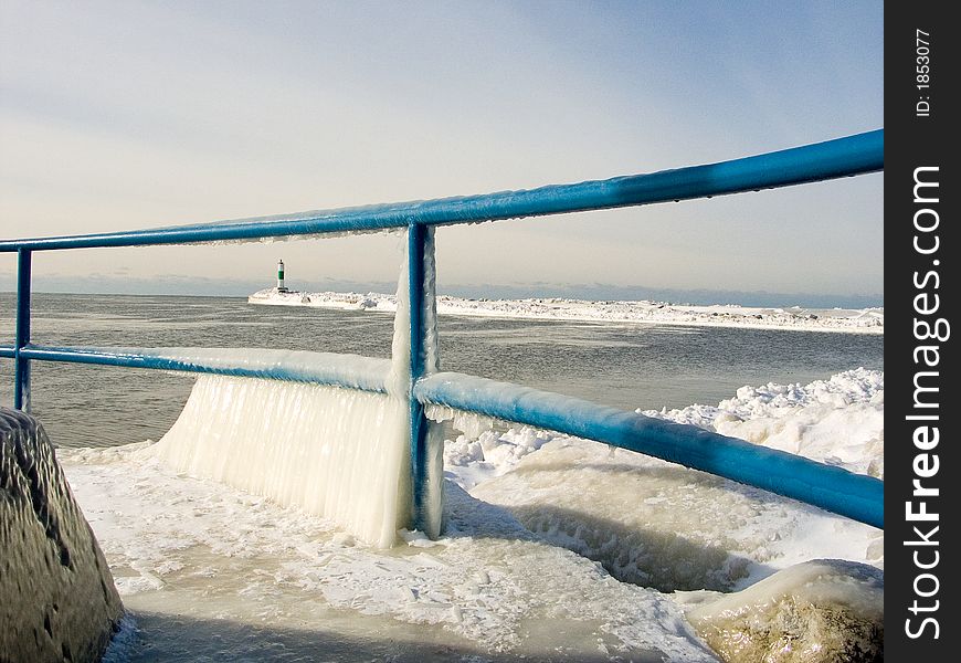 Pier With Winter Ice