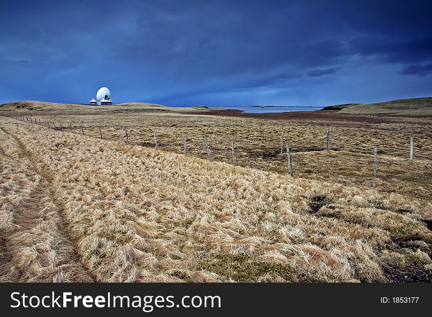 Icelandic landscape with the antenna