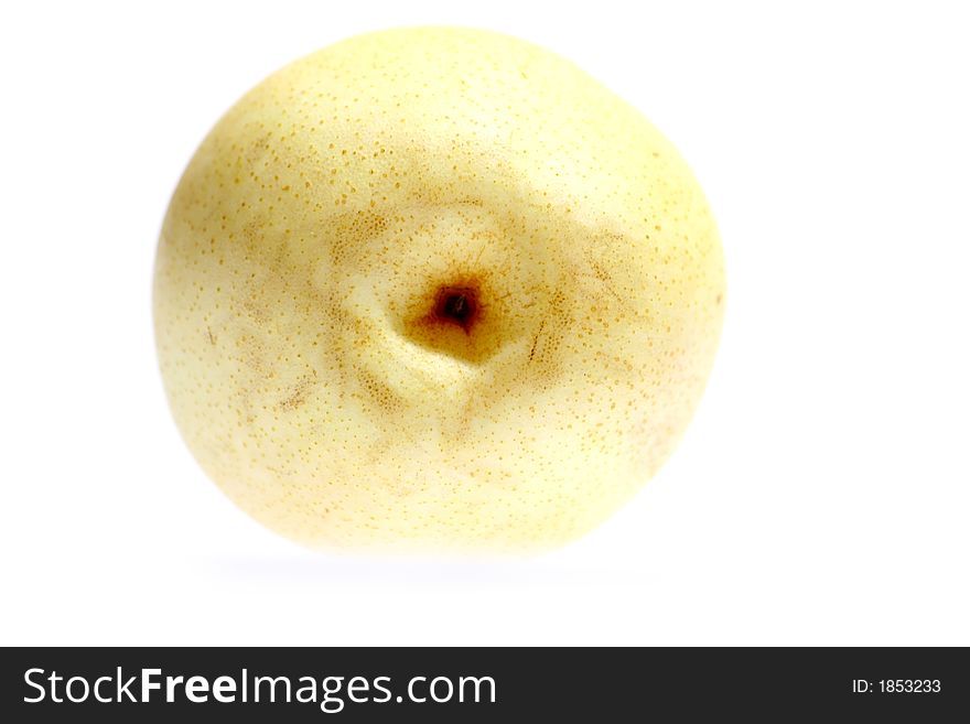Single fresh pear isolated on white background