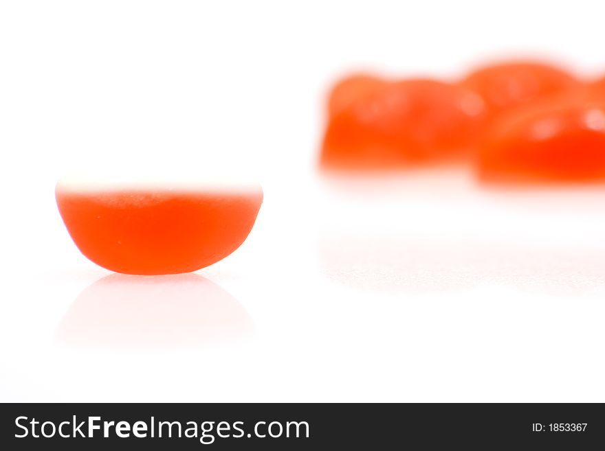 Closeup for little jelly isolated on white background. Closeup for little jelly isolated on white background